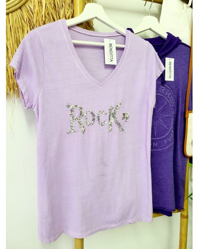 Camiseta Rock Paillettes Malva