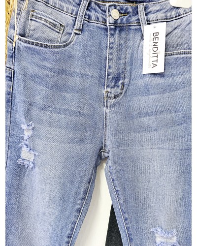 Jeans Crop Flare Azul Medio