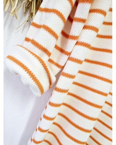 Camiseta Rayas / Puntilla Naranja