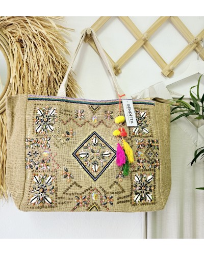 Bolsa Boho Yute / Abalorios