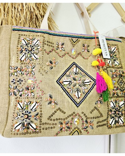 Bolsa Boho Yute / Abalorios