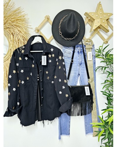 Sobrecamisa Estrellas Paillettes / Negro