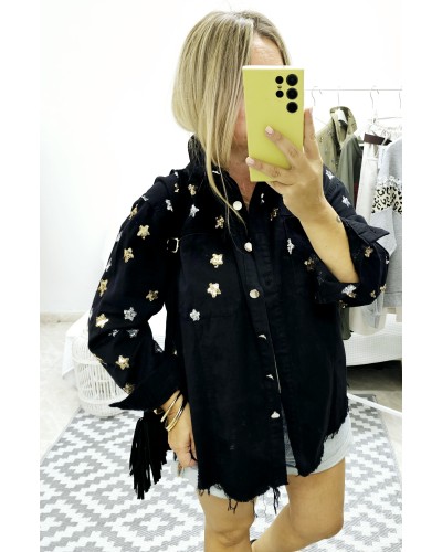 Sobrecamisa Estrellas Paillettes / Negro