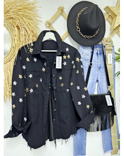 Sobrecamisa Estrellas Paillettes / Negro