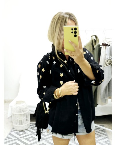 Sobrecamisa Estrellas Paillettes / Negro