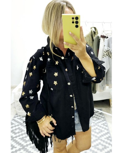 Sobrecamisa Estrellas Paillettes / Negro