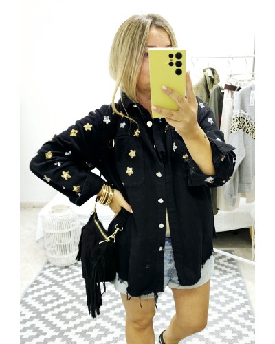 Sobrecamisa Estrellas Paillettes / Negro