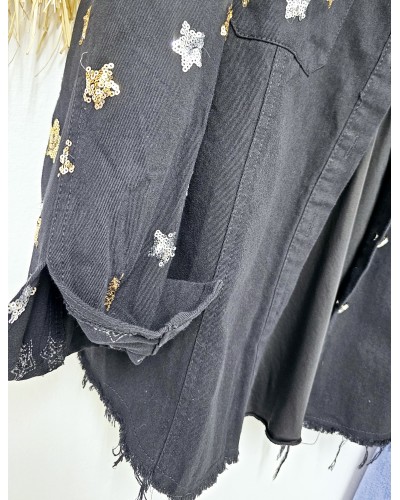 Sobrecamisa Estrellas Paillettes / Negro