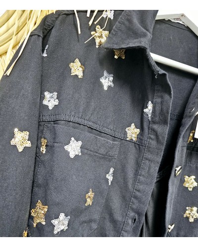 Sobrecamisa Estrellas Paillettes / Negro