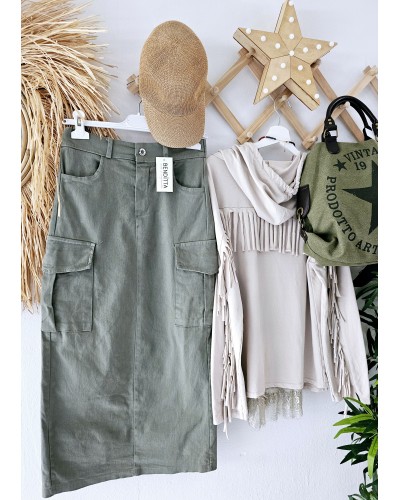 Falda Denim / Cargo Verde Militar