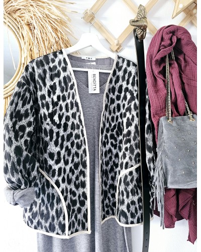 Chaqueta Acolchada Ribete / Leo Gris