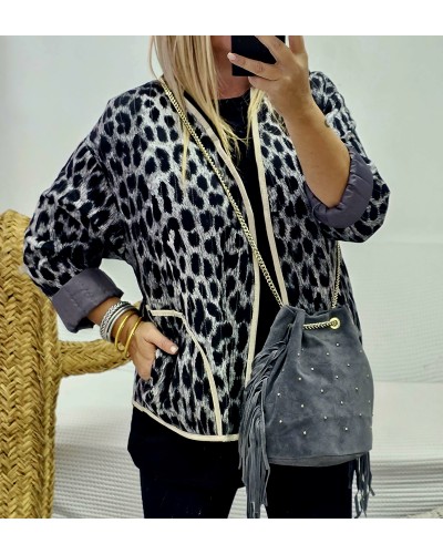 Chaqueta Acolchada Ribete / Leo Gris