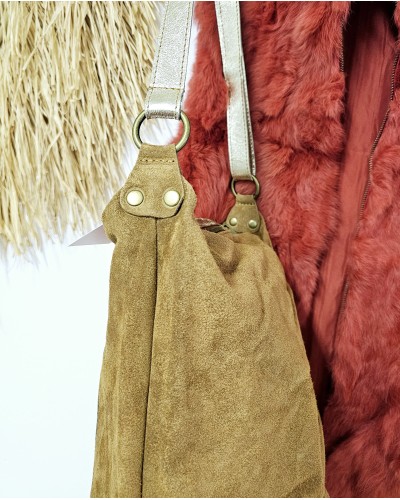 Bolso Serraje Camel / Dorado