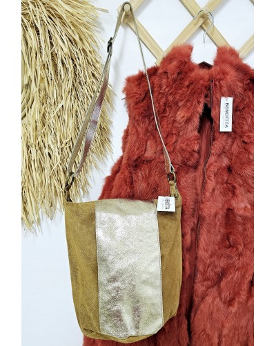Bolso Serraje Camel / Dorado