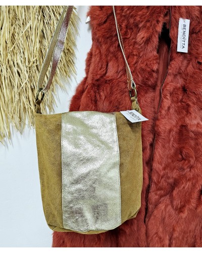 Bolso Serraje Camel / Dorado