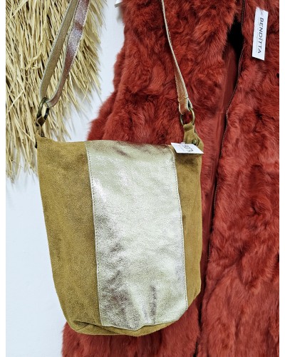 Bolso Serraje Camel / Dorado