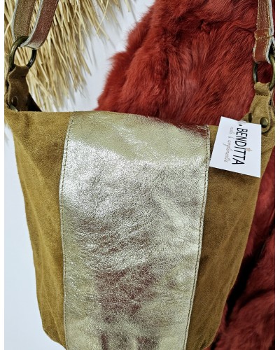 Bolso Serraje Camel / Dorado