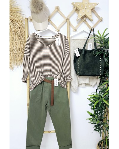 Camiseta Rayas Marrón