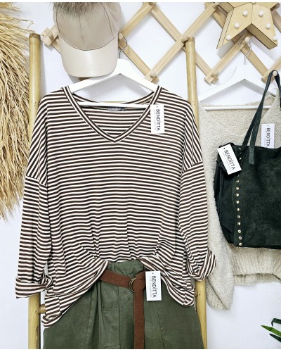 Camiseta Rayas Marrón