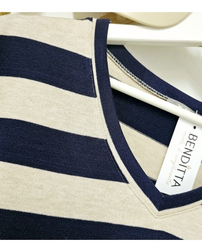 Jersey Fino Rayas Azul Marino