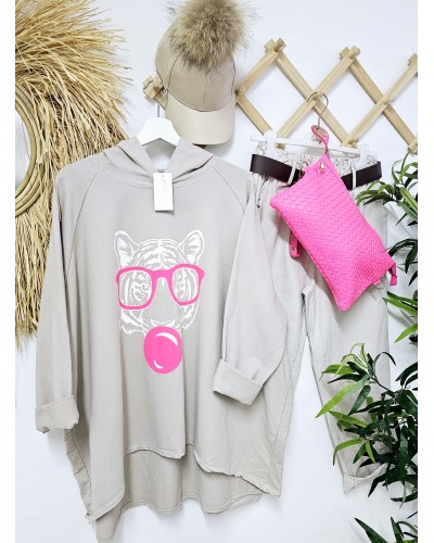 Maxi Sudadera Tigre / Flúor Topo