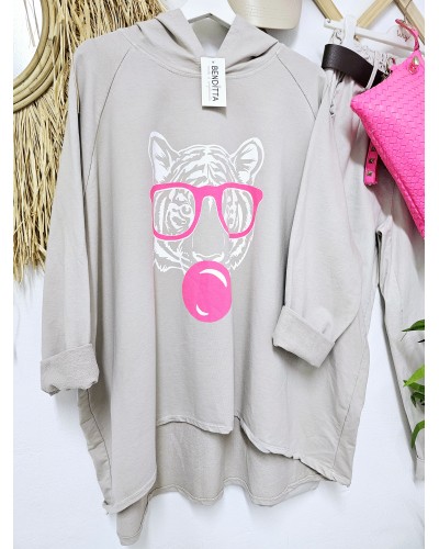 Maxi Sudadera Tigre / Flúor Topo