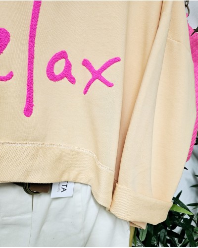 Sudadera Relax Flúor / Salmón