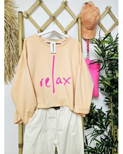 Sudadera Relax Flúor / Salmón