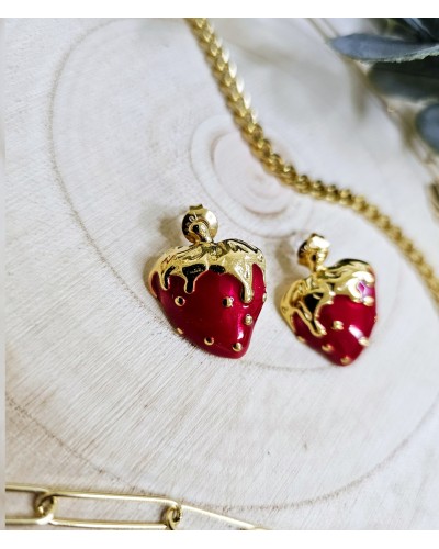 Pendientes Fresas Esmalte