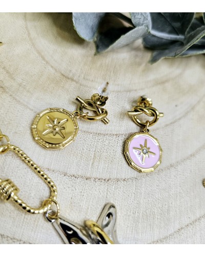 Pendientes Estrella / Esmalte Rosa