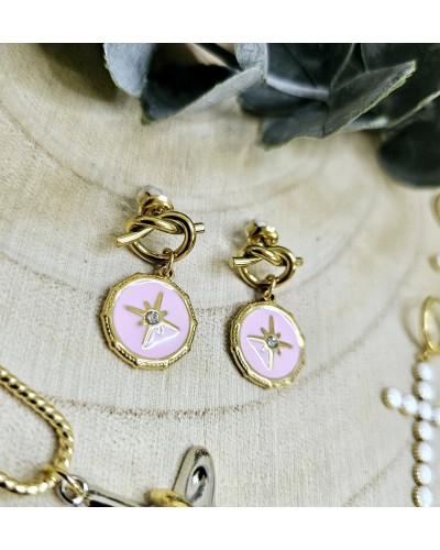 Pendientes Estrella / Esmalte Rosa