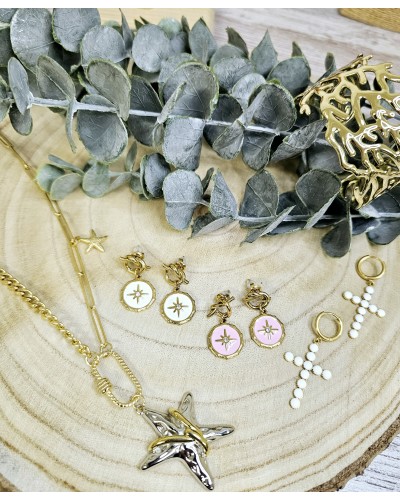 Pendientes Estrella / Esmalte Rosa