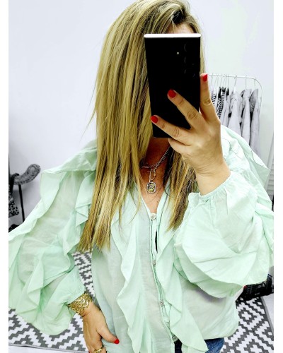 Blusa Boho / Volantes Verde Pastel