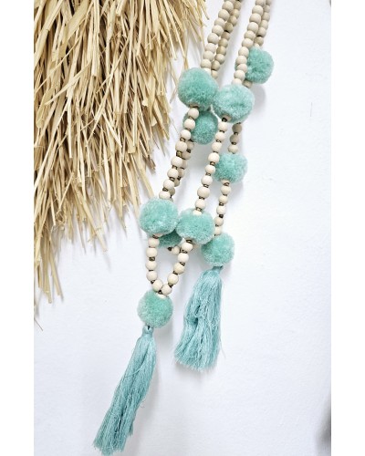Collar Cuentas Madera / Borla
