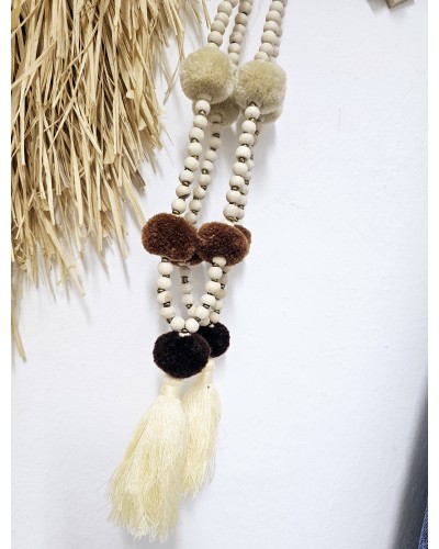 Collar Cuentas Madera / Borla