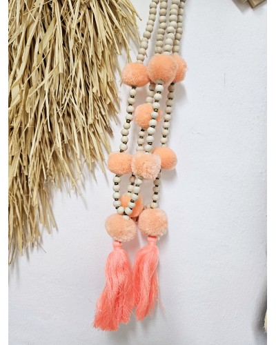 Collar Cuentas Madera / Borla