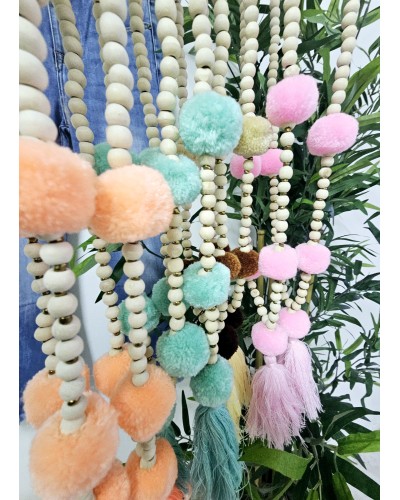 Collar Cuentas Madera / Borla