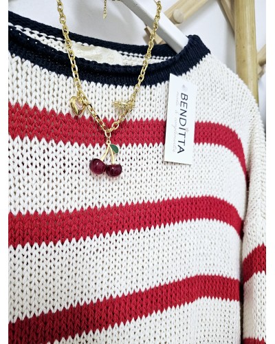 Jersey Rayas Rojo / Marino