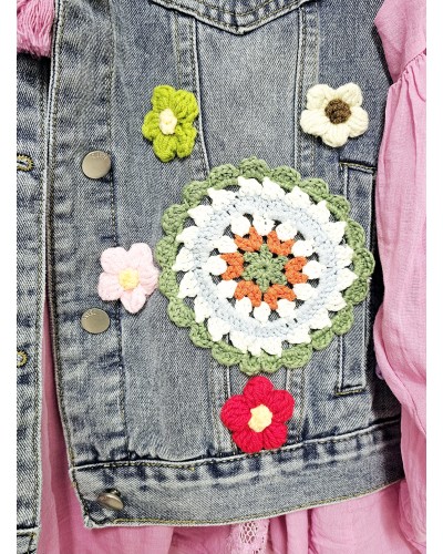 Chaleco Denim Crochet
