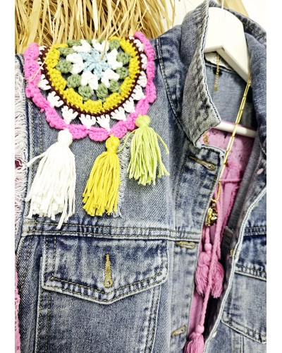 Chaleco Denim Crochet