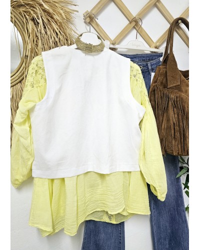 Chaleco Bordados / Tachas Blanco