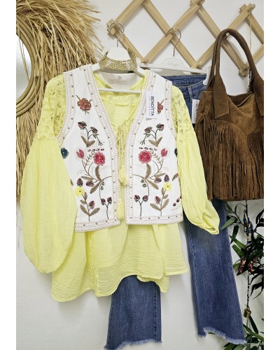 Chaleco Bordados / Tachas Blanco