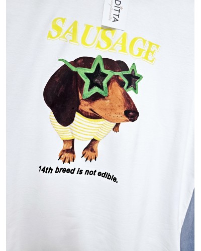 Camiseta Teckel / Gafas Estrellas Amarillo