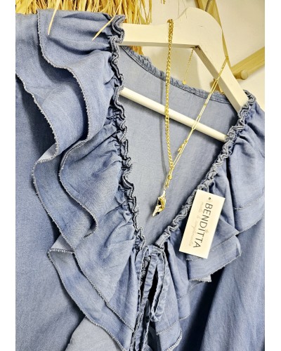 Vestido Denim Fluido / Volantes