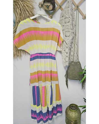 Vestido Étnico / Flúor Amarillo