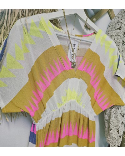 Vestido Étnico / Flúor Amarillo