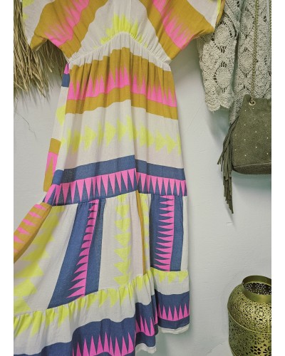 Vestido Étnico / Flúor Amarillo