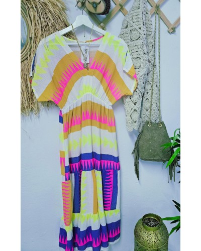 Vestido Étnico / Flúor Amarillo