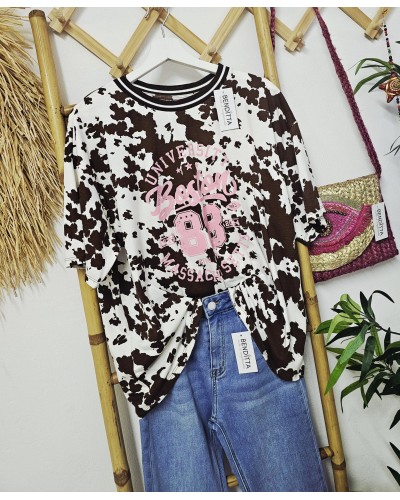 Camiseta Animal Print Marrón