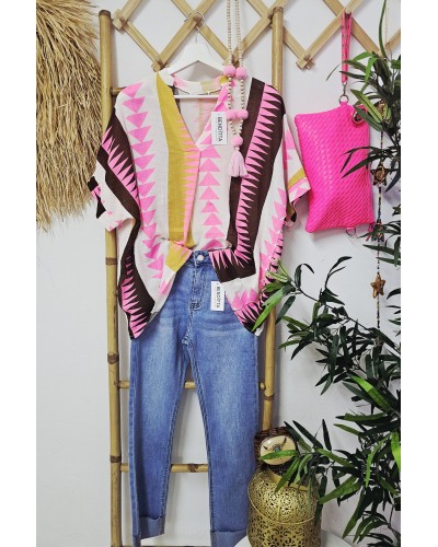 Camisa Étnica / Flúor Rosa